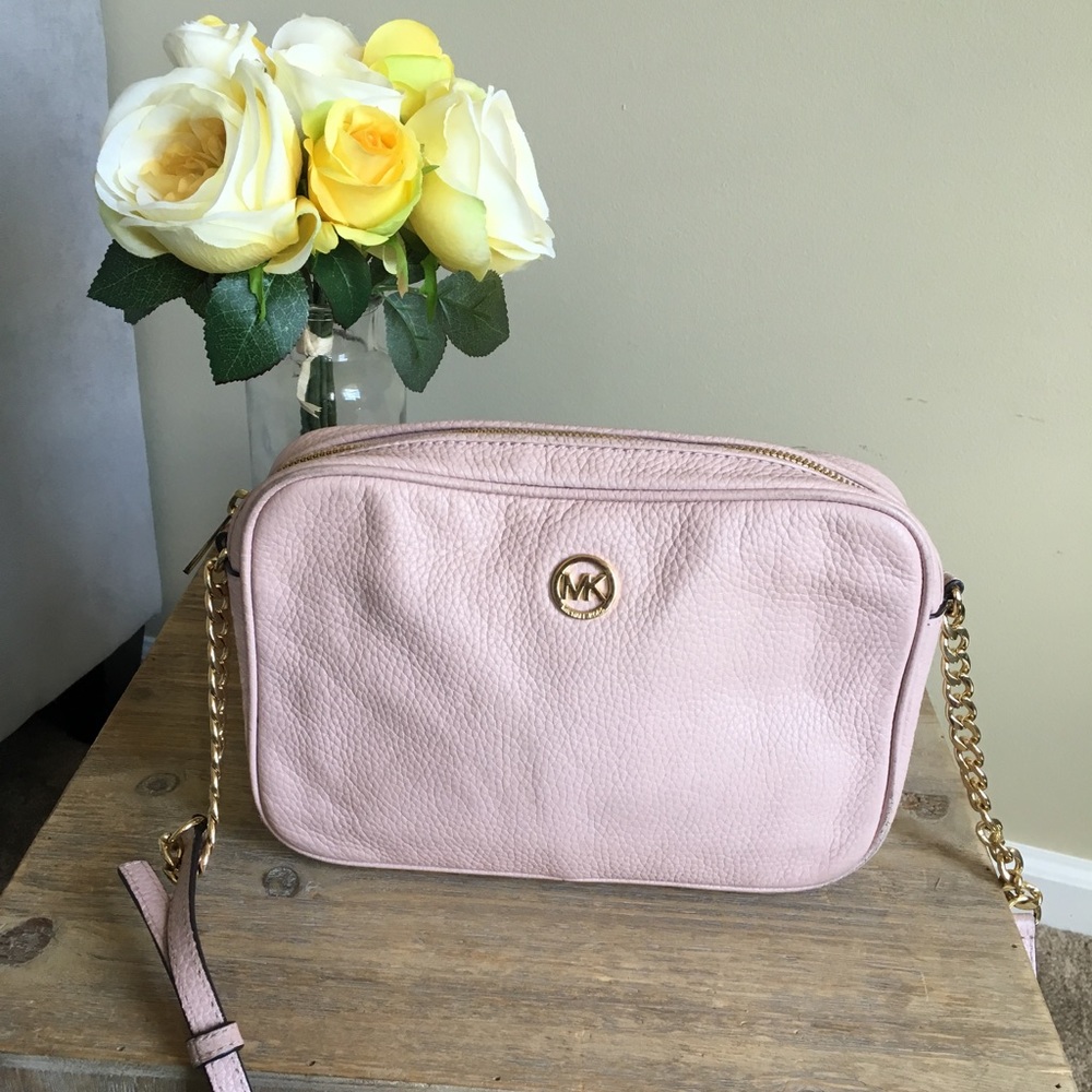 Michael Kors Pink Cross Body Bag w/ Gold Hardware